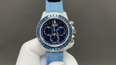 PPM Factory Rolex Vintage Blue Face Blue Transparent Diamond Bezel Blue Band Watch